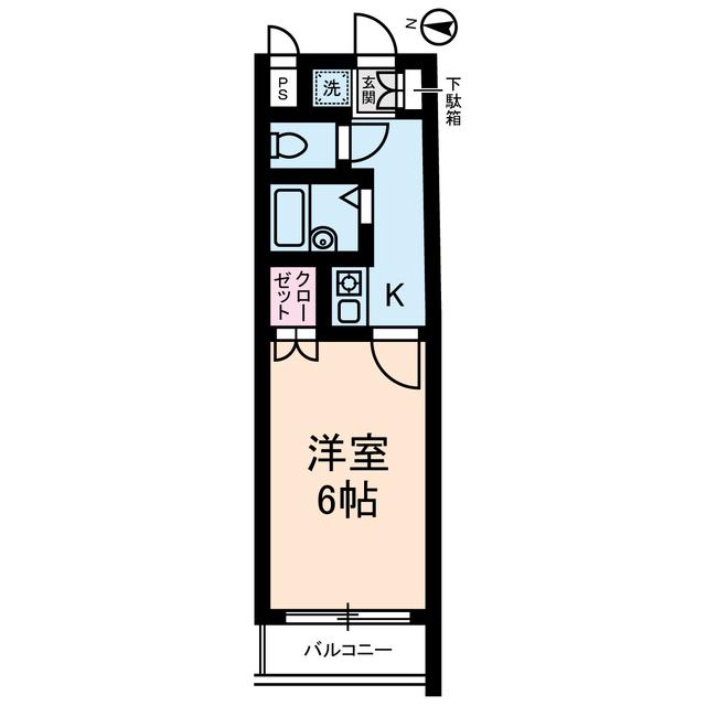 ドーチェスター大宮(1K/4階)の間取り写真