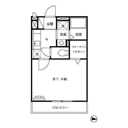 メイフラットII(1K/1階)の間取り写真