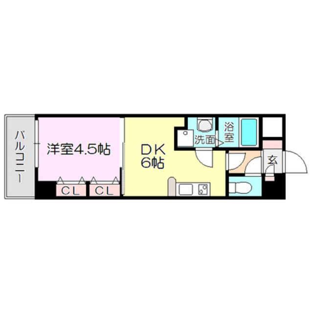 セントロイヤルクラブ新大阪(1DK/6階)の間取り写真