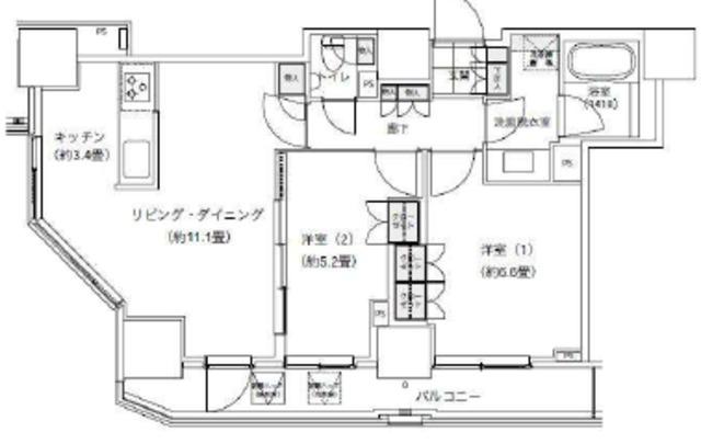パークキューブ愛宕山タワー(2LDK/23階)の間取り写真