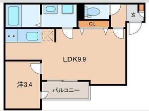 LAPIS LAZULI 城野(1LDK/2階)の間取り写真