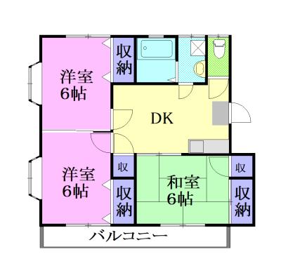 キャッスルテラF(3DK/1階)の間取り写真