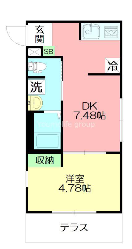 MONTE・INTERNO(1DK/1階)の間取り写真