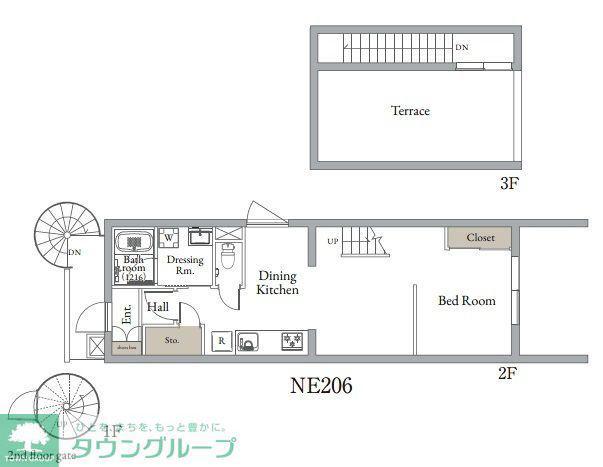 ベルメゾン中村橋ノース NE(1DK/2階)の間取り写真