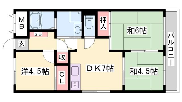 ハイツ和光(3DK/3階)の間取り写真