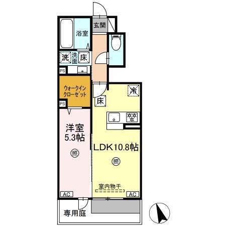 D-ROOM天草(1LDK/1階)の間取り写真