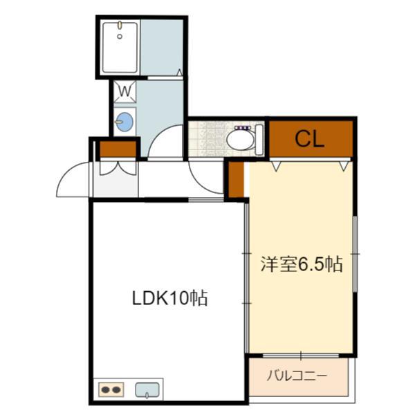 GLANZ西天下茶屋(1LDK/2階)の間取り写真