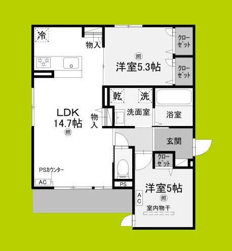 D-ROOM佐太中町(2LDK/1階)の間取り写真