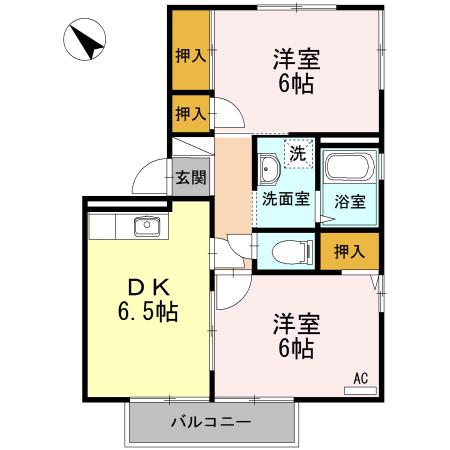 フレグランスAP(2DK/2階)の間取り写真