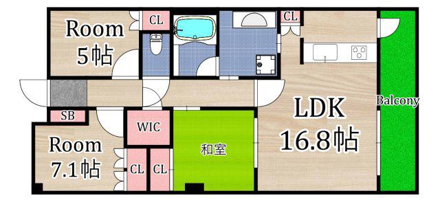 ローレルコート放出(3LDK/11階)の間取り写真