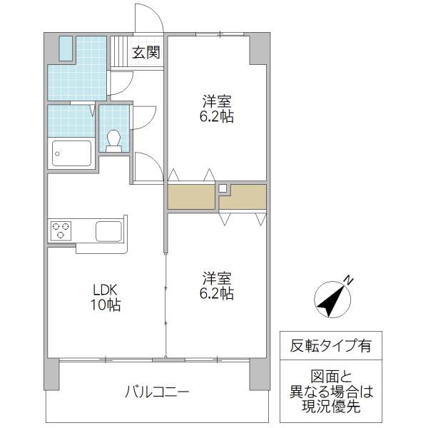 エイブル春日(2LDK/2階)の間取り写真