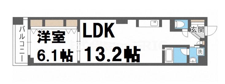ブラービ南船場(1LDK/7階)の間取り写真
