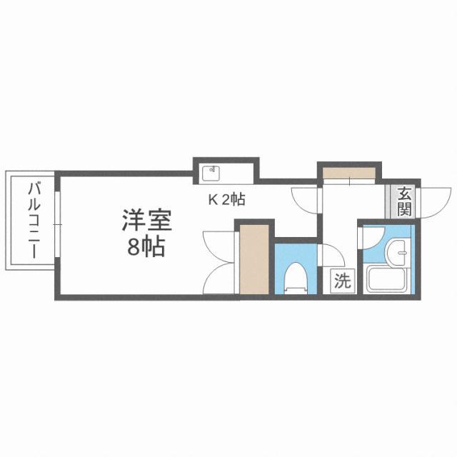 ティアラTRIPLEONEDEM ティアラトリプルワンデム(1K/2階)の間取り写真