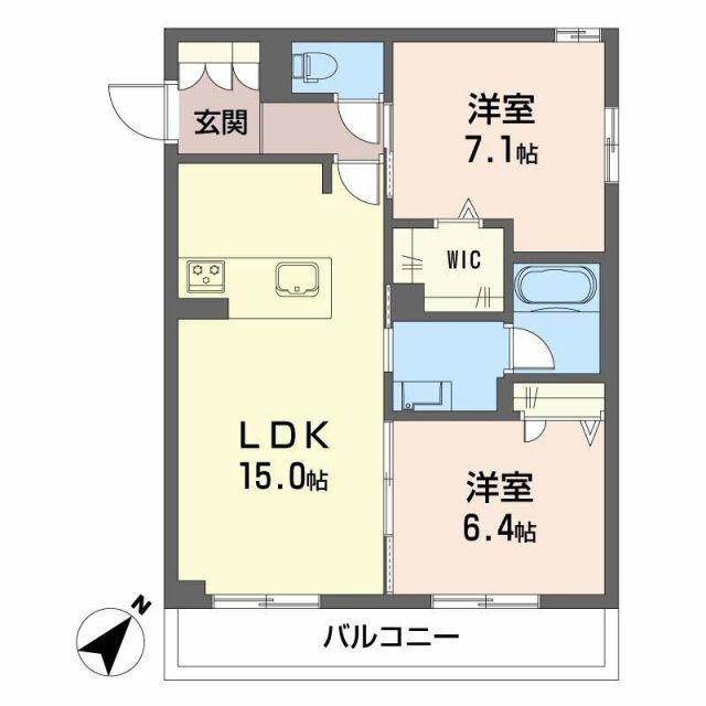 HINASA東鷹匠(2LDK/2階)の間取り写真