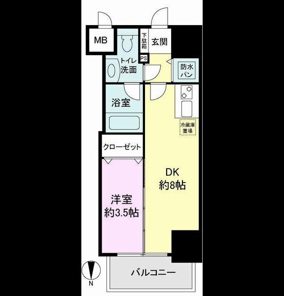 イグレック南本町(1DK/7階)の間取り写真