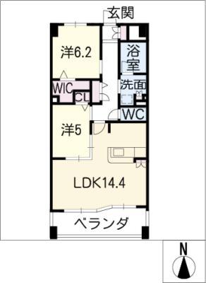 ルナーリア(2LDK/3階)の間取り写真