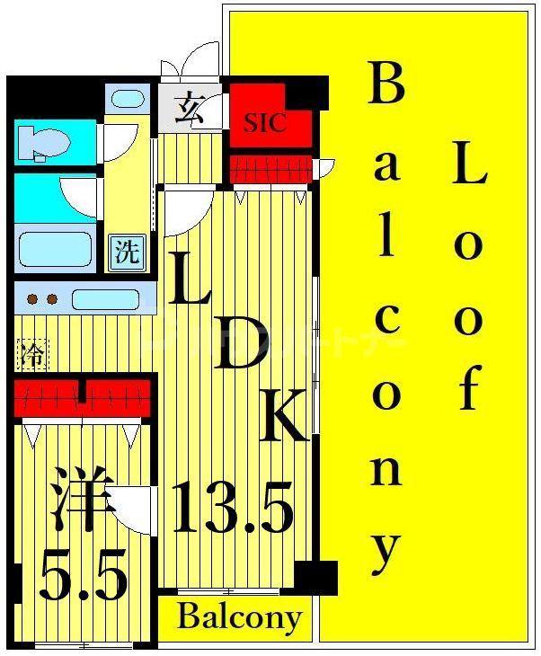 グラシアリノ町屋(1LDK/5階)の間取り写真
