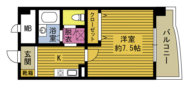 アスター大道(1K/5階)の間取り写真