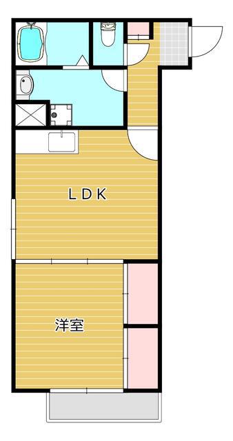 ロイヤルガーデン高木(1LDK/2階)の間取り写真