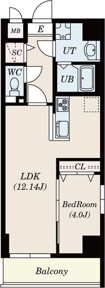 S-FORT古出来FIORE(1LDK/10階)の間取り写真