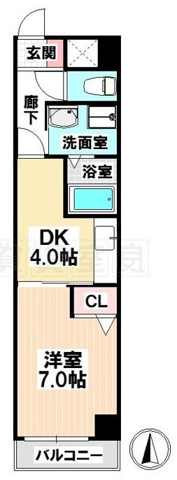 シーナリー瑞穂(1DK/7階)の間取り写真