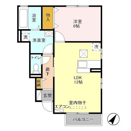 ヴィラ・アザレアC(1LDK/1階)の間取り写真