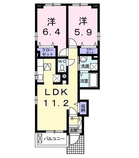 ブリーズC(2LDK/1階)の間取り写真