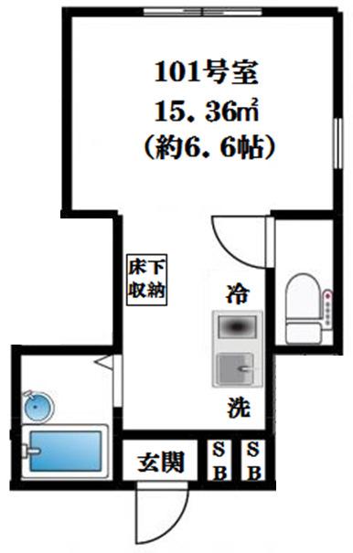 SOL REIWA十条(ワンルーム/1階)の間取り写真