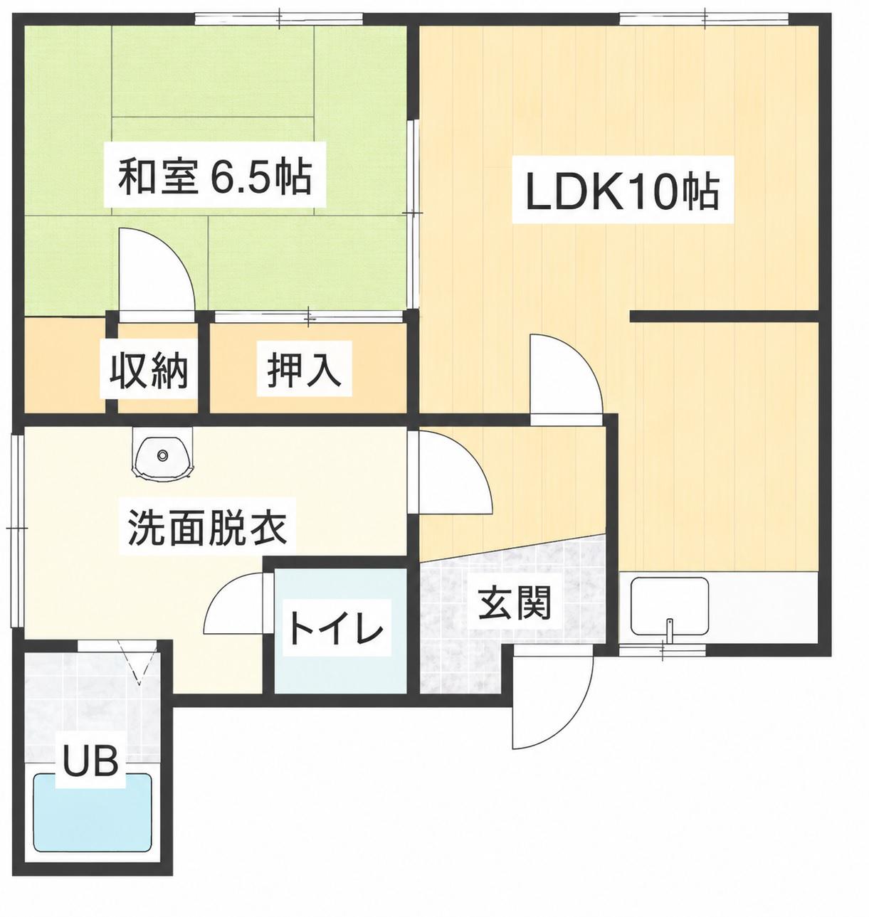 青森県青森市油川字大浜68-221 コーポ大浜(1LDK/2階)の間取り写真