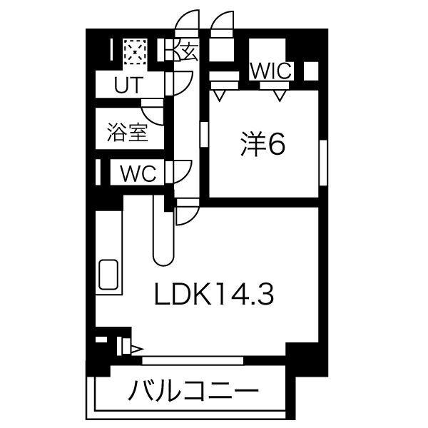 レガーロ茶屋ヶ坂(1LDK/1階)の間取り写真
