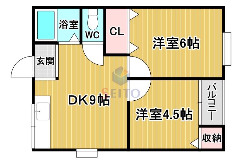 刀根ヒルズハイツ(2LDK/1階)の間取り写真