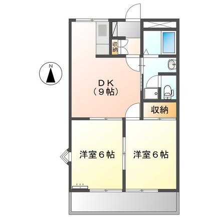 パームスプリングス(2DK/3階)の間取り写真
