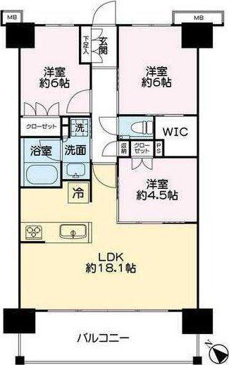 プレシス千葉みなとベイフロント(3LDK/2階)の間取り写真
