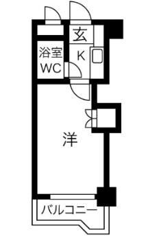 ライオンズマンション東神奈川(1K/4階)の間取り写真