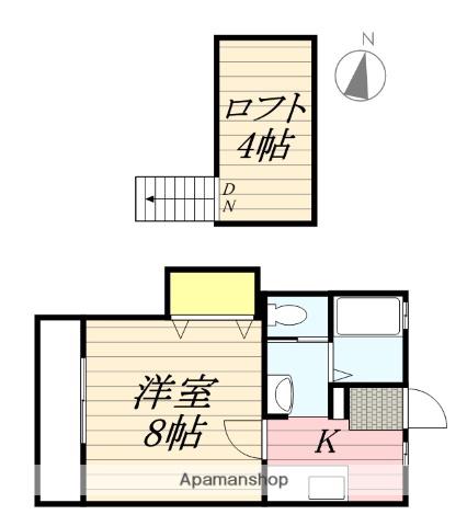 オータムハイツ(1K/2階)の間取り写真