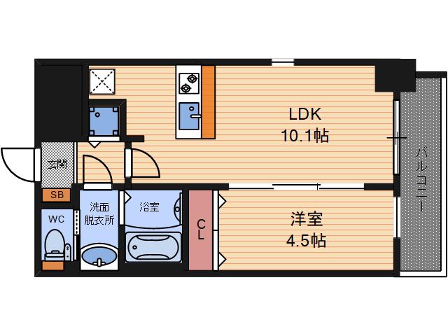 プレサンス立売堀アーバンスタイル(1LDK/14階)の間取り写真