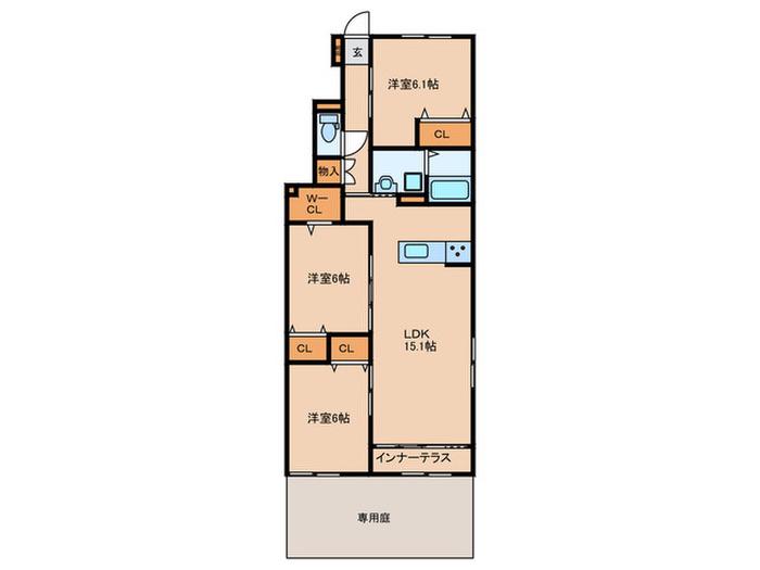第3 センチュリー21(3LDK/1階)の間取り写真