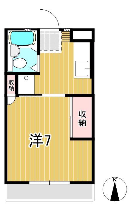 ヴィラ山茶花(1K/1階)の間取り写真