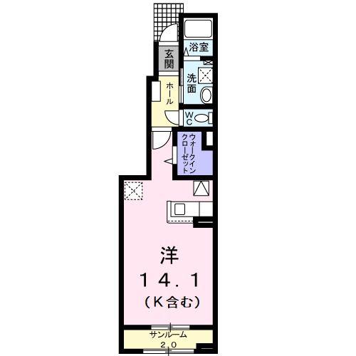 ノイ・オーブ II(ワンルーム/1階)の間取り写真