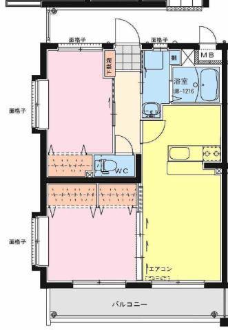 エアフォルクIII(2LDK/1階)の間取り写真