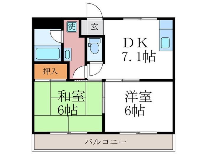 上阿達谷口マンション(2DK/3階)の間取り写真