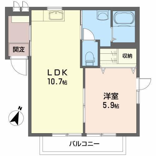 グランコートB(1LDK/1階)の間取り写真
