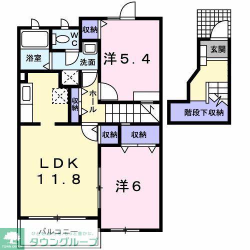 エスペラルA(2LDK/2階)の間取り写真