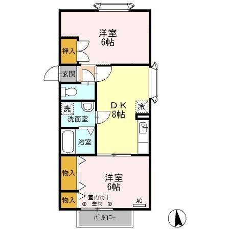 モン・シアン(2DK/2階)の間取り写真