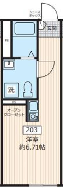 センターテラス(ワンルーム/2階)の間取り写真