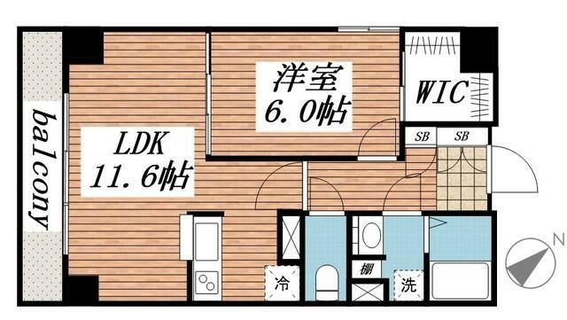 CASA Y BELLALUCHE(1LDK/6階)の間取り写真