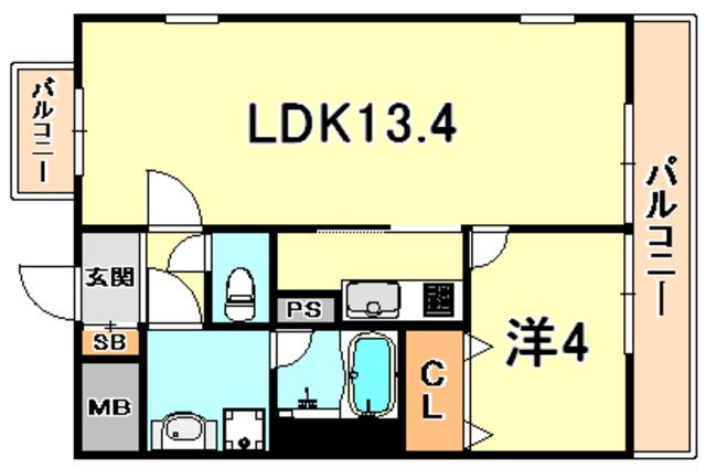 ワコーレヴィータ王子公園(1LDK/5階)の間取り写真