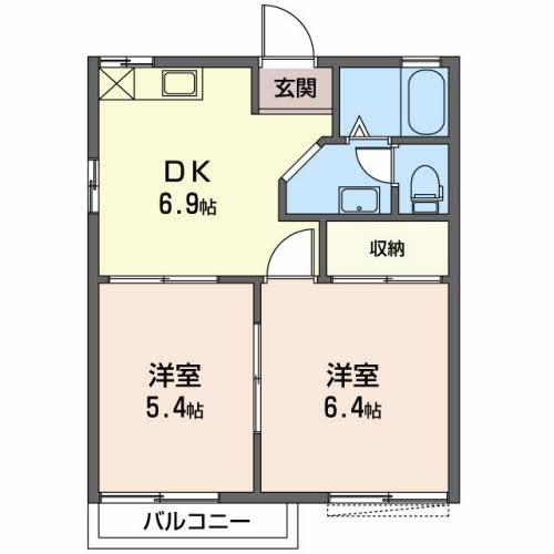 アーバンエルシーIIB(2DK/2階)の間取り写真