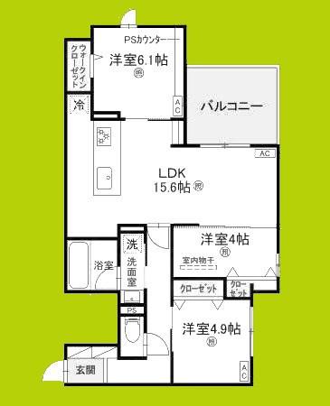 ココルトリシア(3LDK/3階)の間取り写真