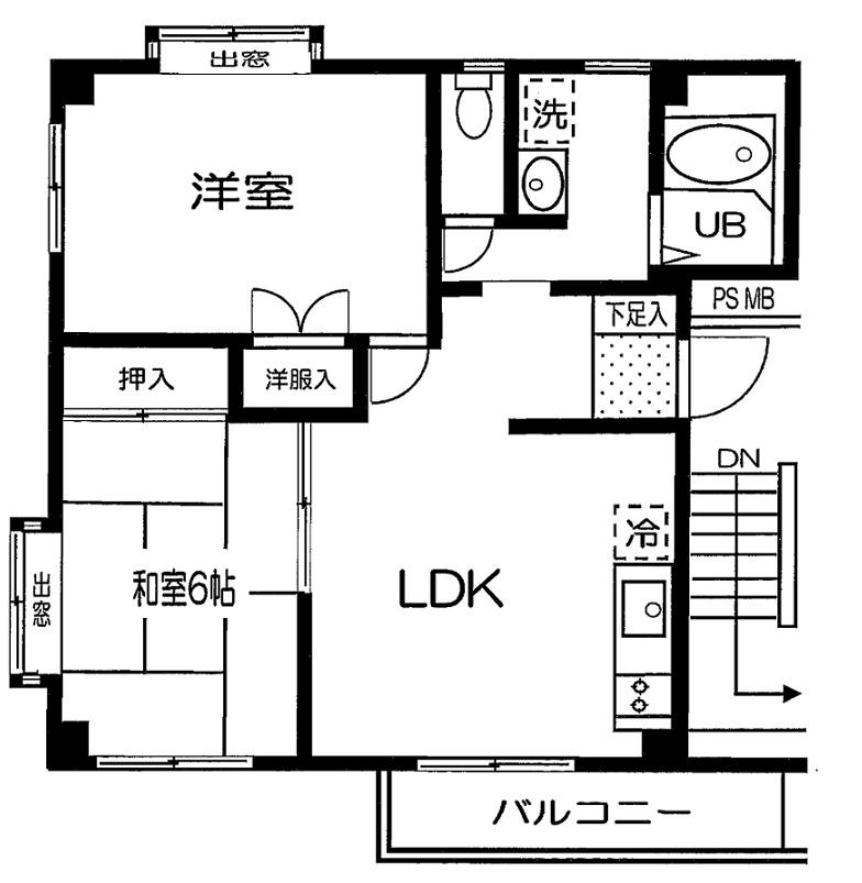 ファミールプラザ鴨居(2LDK/3階)の間取り写真